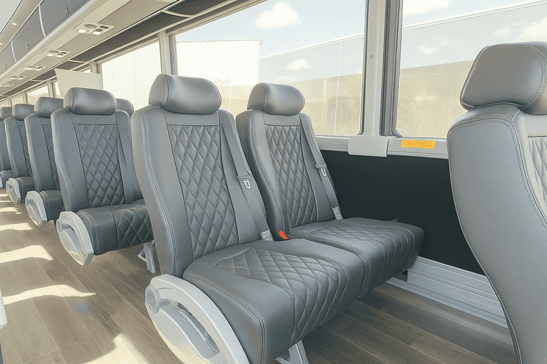 interior of Coach Bus Plano charter bus