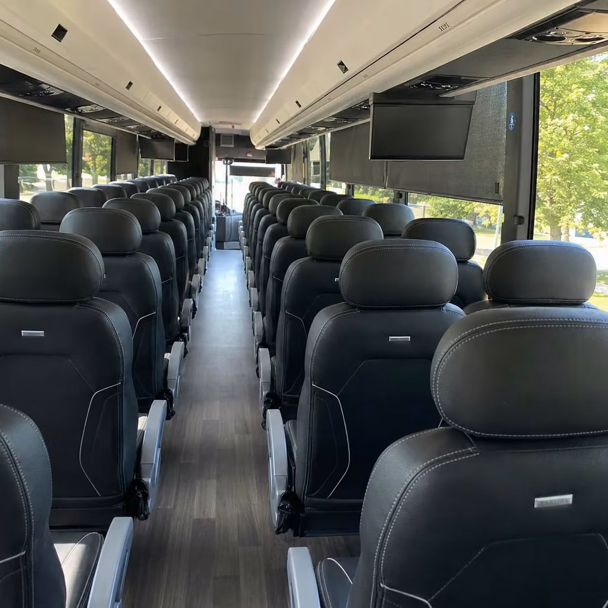 plano charter bus rental interior